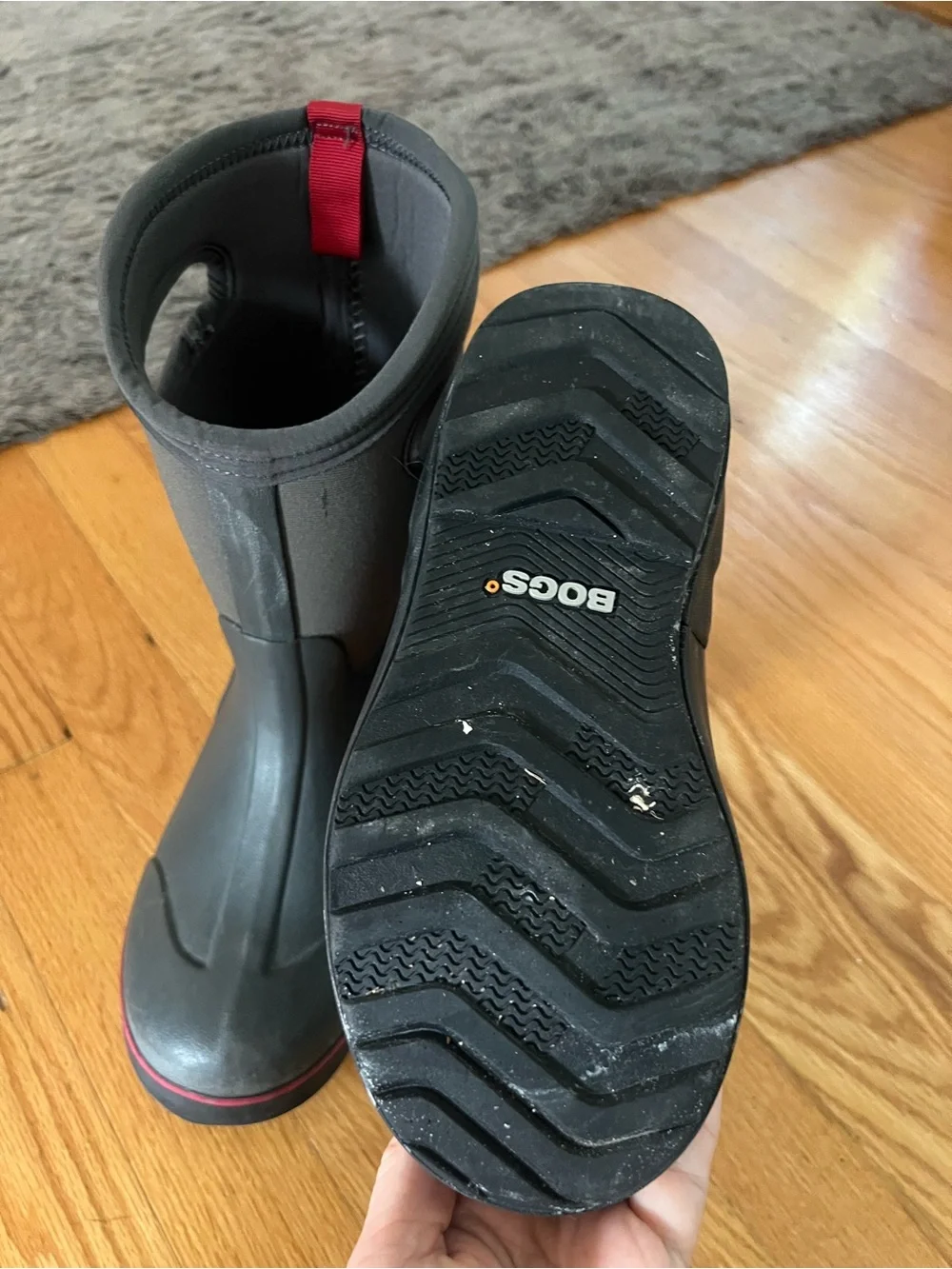 Bogs Kids Waterproof Black Rain & Snow Boots with Pink Accent